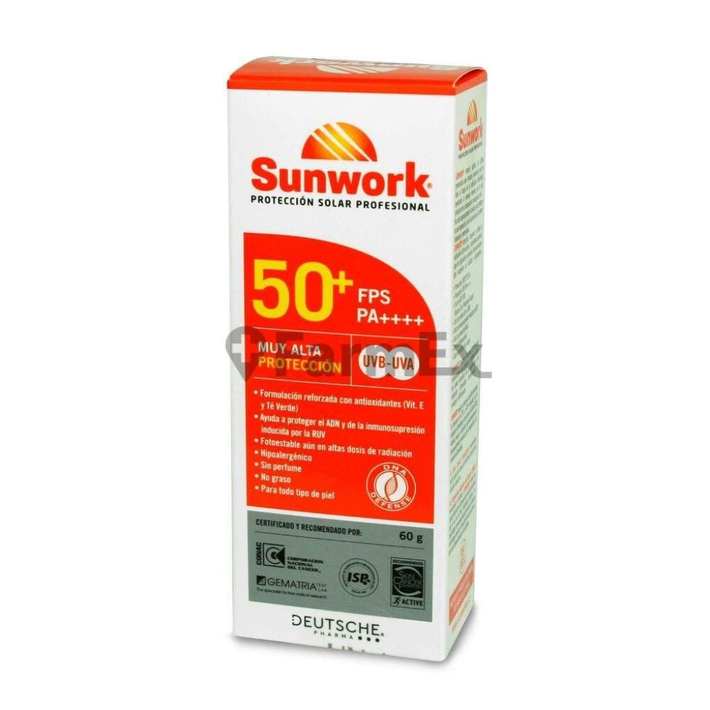 Bloqueador Sunwork proteccion solar 50+ x 60 g Farmex-BanMedica-Persistente
